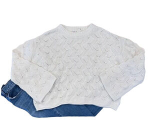 NWT Francesca's Collections Alya Ivory Bell Sleeve Crewneck Sweater - SIZE L
